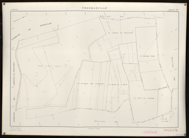 Plan du cadastre rénové - Franqueville : section ZH