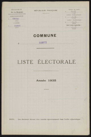 Liste électorale : Nampty