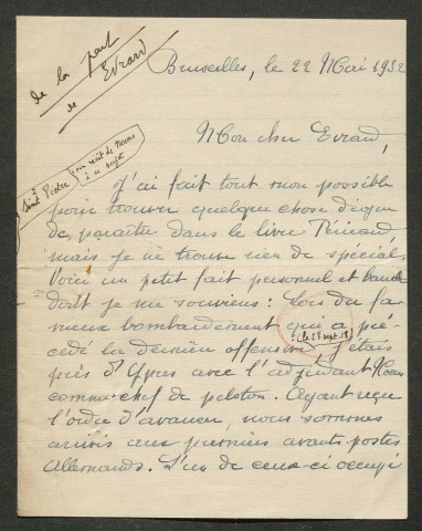 Témoignage de Bacquet, Jean et correspondance avec Jacques Péricard
