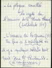 Note manuscrite de la famille sur la probable localisation de l'endroit où repose Oscar Thélbault