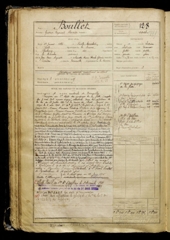 Boullet, Gustave Raymond Alexandre, né le 22 janvier 1886 à Friville-Escarbotin (Somme), classe 1906, matricule n° 128, Bureau de recrutement d'Abbeville