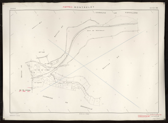 Plan du cadastre rénové - Fieffes-Montrelet : section AB