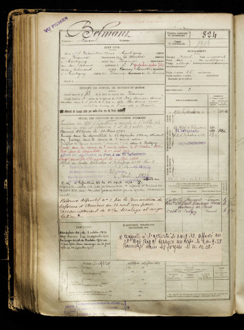 Belmant, Raoul, né le 16 décembre 1900 à Cartigny (Somme), classe 1920, matricule n° 824, Bureau de recrutement de Péronne