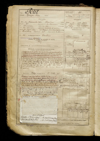 Petit, Georges Léon, né le 10 novembre 1882 à Doullens (Somme), classe 1902, matricule n° 22, Bureau de recrutement d'Abbeville