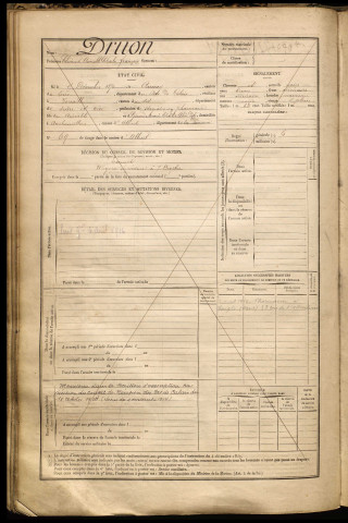Druon, Clément Aimable Charles François, né le 15 décembre 1870 à Annay (Pas-de-Calais), classe 1890, matricule n° 690 (ajourné), Bureau de recrutement de Péronne