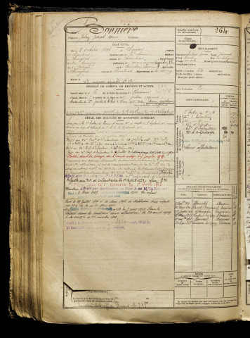 Bonnière, Julien Joseph Henri, né le 03 octobre 1896 à Chuignes (Somme), classe 1916, matricule n° 264, Bureau de recrutement de Péronne
