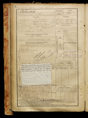 Delouard, Louis François Jean Baptiste, né le 23 juin 1877 à Marcelcave (Somme), classe 1897, matricule n° 174, Bureau de recrutement d'Amiens