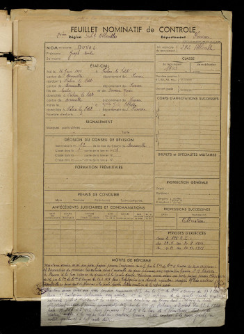 Duval, Joseph Emile, né le 26 juin 1883 à Frohen-sur-Authie (Somme), classe 1903, matricule n° 292, Bureau de recrutement d'Abbeville