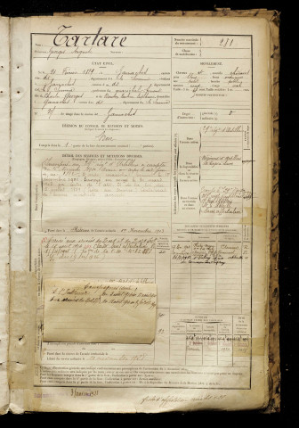 Tartare, Georges Auguste, né le 21 février 1879 à Gamaches (Somme), classe 1899, matricule n° 281, Bureau de recrutement d'Abbeville