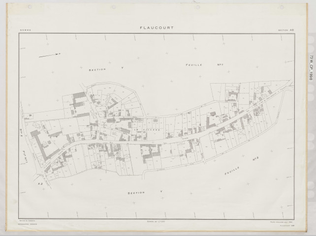 Plan du cadastre rénové - Flaucourt : section AB