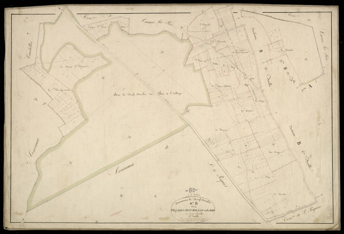 Plan du cadastre napoléonien - Neufmoulin (Neuf-Moulin) : Village de Neuf-Moulin (Le) ; Bois (les), B3