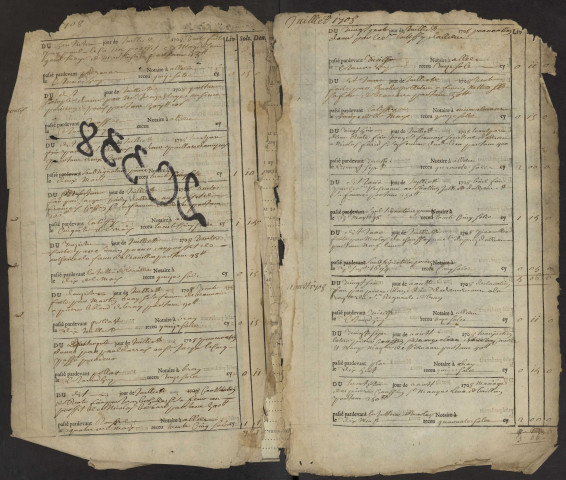 Contrôle des actes du bureau d'Albert pour la période du 5 juillet 1708 au 16 avril 1710