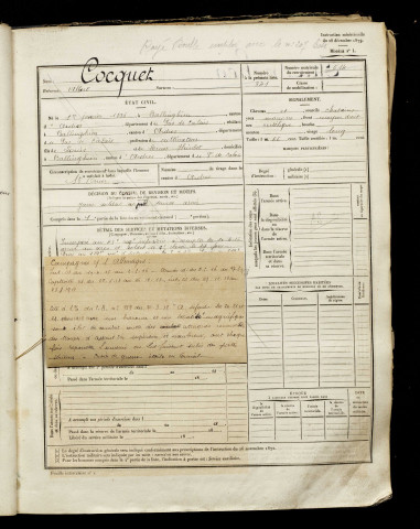 Cocquet, Albert, né le 01 janvier 1896 à Balinghem (Pas-de-Calais), classe 1916, matricule n° 514, Bureau de recrutement d'Amiens