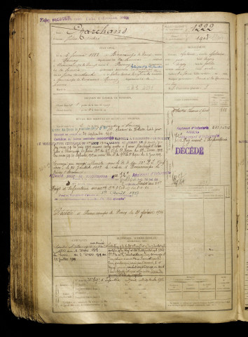 Marchand, Jules André, né le 06 janvier 1888 à Beaucamps-le-Vieux (Somme), classe 1908, matricule n° 1222, Bureau de recrutement d'Amiens