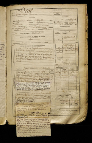 Diot, Gaston Auguste Georges, né le 05 décembre 1882 à Abbeville (Somme), classe 1902, matricule n° 423, Bureau de recrutement d'Abbeville