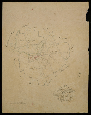 Plan du cadastre napoléonien - Mesnil-Bruntel : tableau d'assemblage