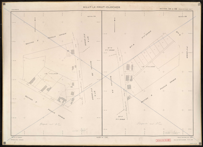 Plan du cadastre rénové - Ailly-le-Haut-Clocher : sections XA et XB