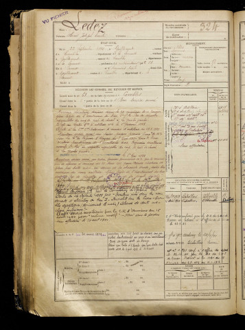 Ledez, Alexis Joseph Emile, né le 22 septembre 1893 à Guillemont (Somme), classe 1913, matricule n° 324, Bureau de recrutement de Péronne