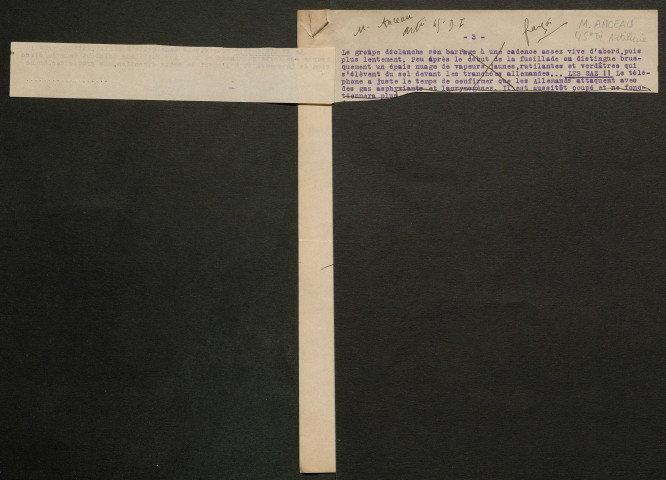Témoignage de Anceau, M. (Aspirant en 1915) et correspondance avec Jacques Péricard