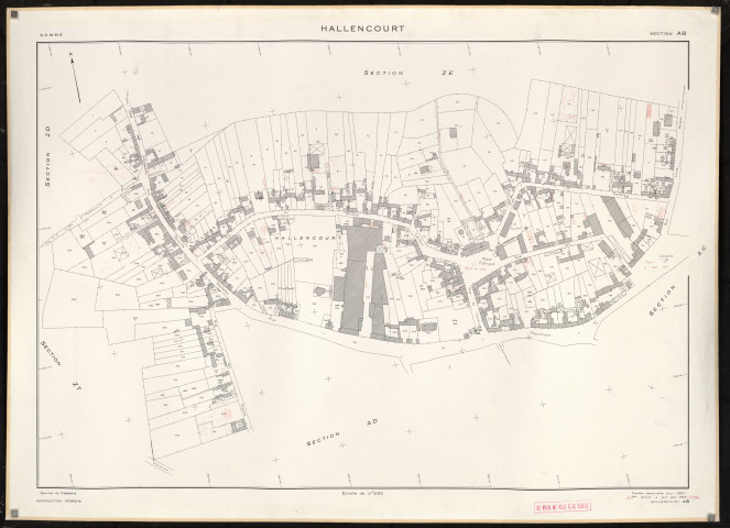Plan du cadastre rénové - Hallencourt : section AB