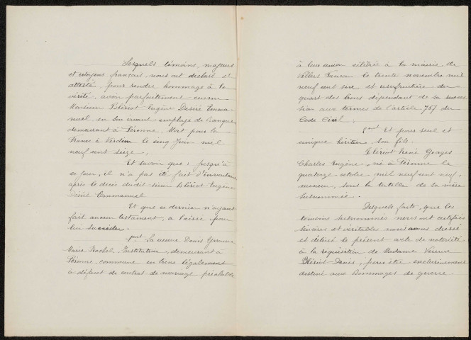 Péronne. Demande d'indemnisation des dommages de guerre : dossier Blériot
