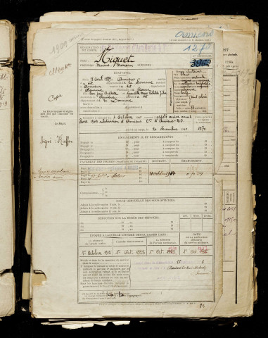 Niquet, Marius Marceau, né le 18 avril 1889 à Amiens (Somme), classe 1909, matricule n° 1270, Bureau de recrutement d'Amiens