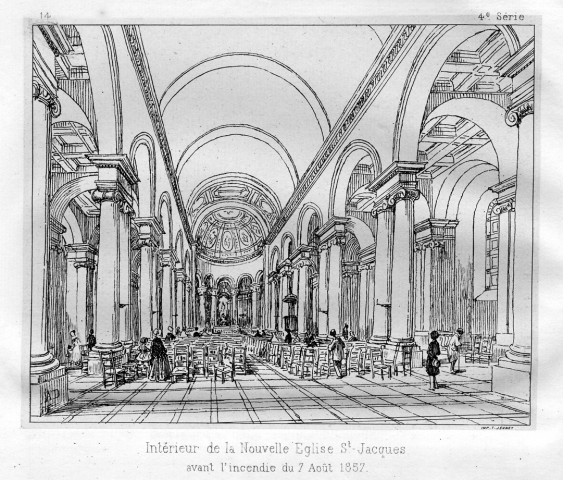 Intérieur de la Nouvelle Eglise St Jacques avant l'incendie du 7 août 1857