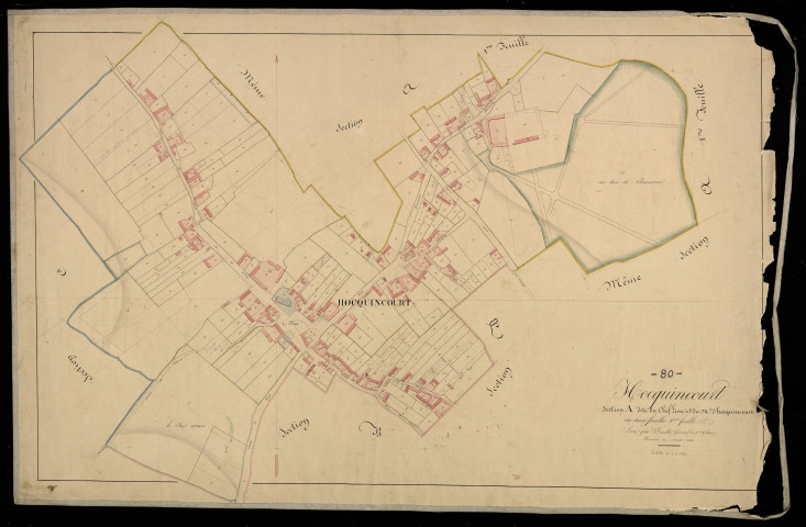 Plan du cadastre napoléonien - Hallencourt (Hocquincourt) : Chef-lieu (Le) ; Moulin d'Hocquincourt (Le), A2