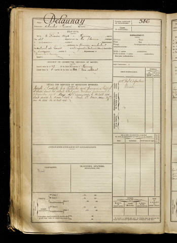 Delaunay, Charles Henri, né le 05 février 1894 à Hornoy-le-Bourg (Somme), classe 1914, matricule n° 586, Bureau de recrutement d'Amiens