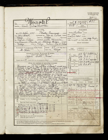 Martel, Paul Julien Alexandre, né le 16 octobre 1898 à Wailly-Beaucamp (Pas-de-Calais), classe 1918, matricule n° 428, Bureau de recrutement d'Amiens