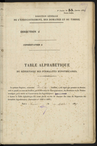 Table alphabétique du répertoire des formalités, de Clairain à Cueillier, registre n° 28 (Abbeville)