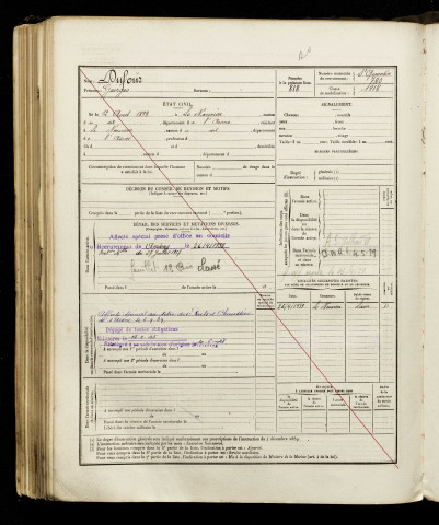 Dufour, Georges, né le 12 août 1898 à Nouvion (Somme), classe 1918, matricule n° 780, Bureau de recrutement d'Amiens