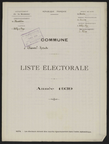 Liste électorale : Grivesnes (Ainval-Septoutre)