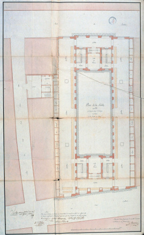 Plan de la halle au fil pratiquée dans l'attique au-dessus de la halle au bled à Amiens