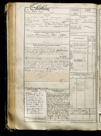 Thiébaut, Clotaire Eugène, né le 16 février 1896 à Beuvraignes (Somme), classe 1916, matricule n° 588, Bureau de recrutement de Péronne