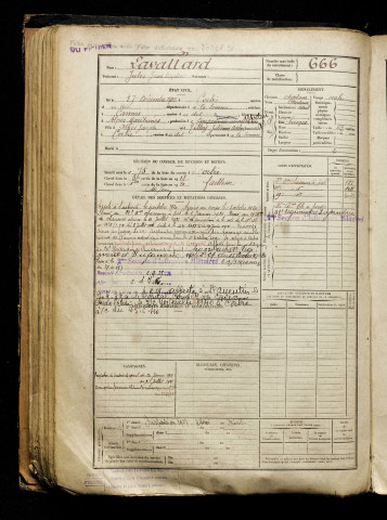 Lavallard, Jules Jean Baptiste, né le 17 décembre 1900 à Corbie (Somme), classe 1920, matricule n° 666, Bureau de recrutement d'Amiens
