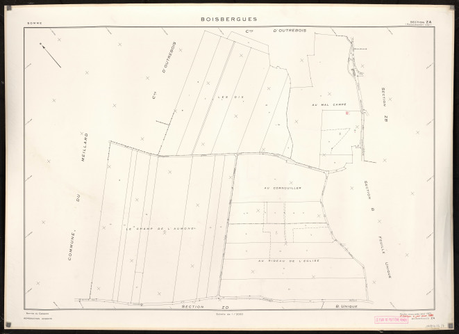Plan du cadastre rénové - Boisbergues : section ZA