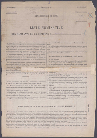 Recensement de la population 1946 : Saint-Sulpice