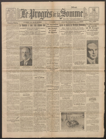 Le Progrès de la Somme, numéro 19192, 15 mars 1932