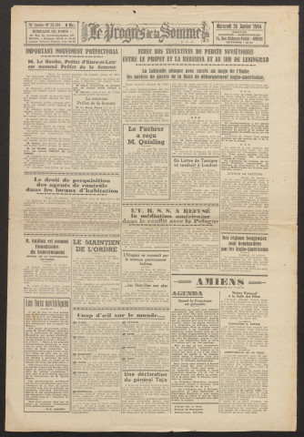 Le Progrès de la Somme, numéro 23184, 26 janvier 1944