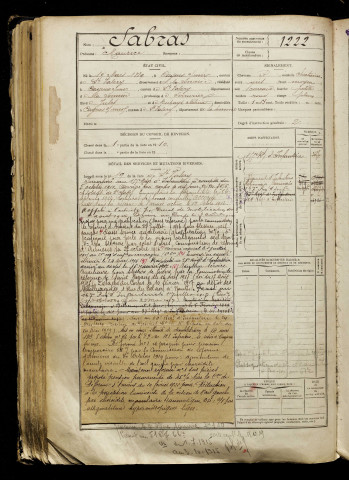 Sabras, Maurice, né le 10 mars 1889 à Cayeux-sur-Mer (Somme), classe 1909, matricule n° 1222, Bureau de recrutement d'Abbeville