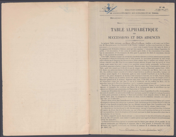 Table des successions et absences du bureau d'Abbeville