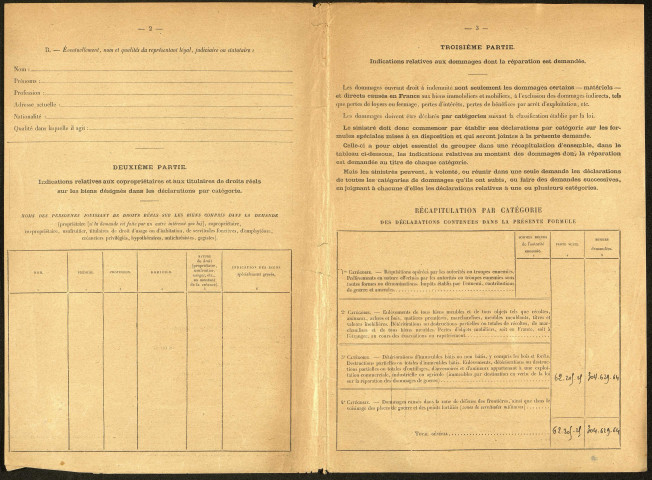 Bray-sur-Somme. Demande d'indemnisation des dommages de guerre : dossier Pelletier-Gaudefroy Léonie