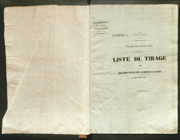 Tirage au sort (arrondissement de Péronne) de l'année 1829