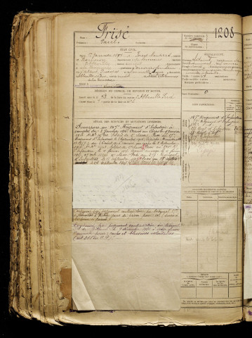 Frisé, Paul, né le 01 janvier 1897 à Forest-Montiers (Somme), classe 1917, matricule n° 1208, Bureau de recrutement d'Abbeville