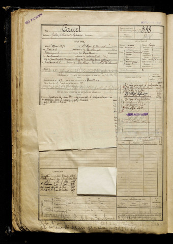 Cauet, Jules Clément Sylvain, né le 06 mars 1898 à Saint-Léger-lès-Domart (Somme), classe 1918, matricule n° 588, Bureau de recrutement d'Abbeville