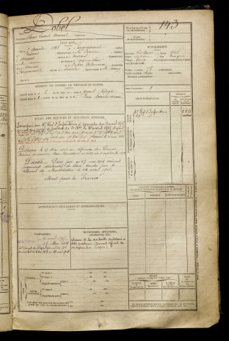 Dobel, Alexis Laurent Marcel, né le 05 décembre 1896 à Fouquescourt (Somme), classe 1916, matricule n° 143, Bureau de recrutement de Péronne