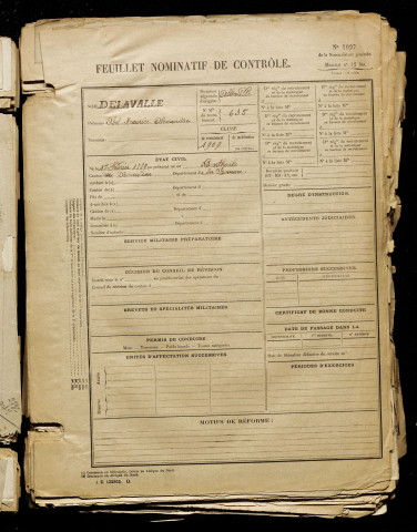 Delavalle, Abel Maurice Alexandre, né le 17 février 1889 à Ponthoile (Somme), classe 1909, matricule n° 635, Bureau de recrutement d'Abbeville