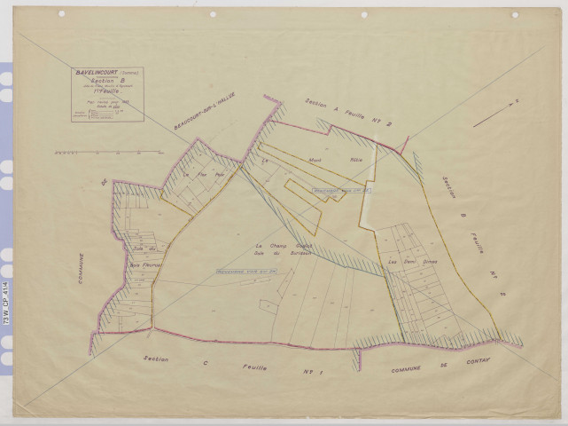 Plan du cadastre rénové - Bavelincourt : section B1