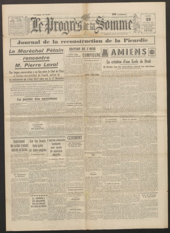 Le Progrès de la Somme, numéro 22259, 21 janvier 1941